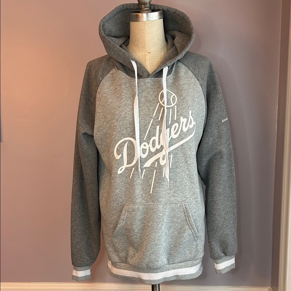 Los Angeles Dodgers unisex gray color block hoodie ribbed hem and cuffs Size M